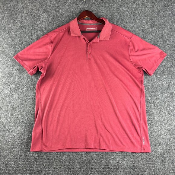 Eddie Bauer Polo Shirt Men XL Muted Red Short Sleeve Button Neck Freedry - Picture 1 of 7